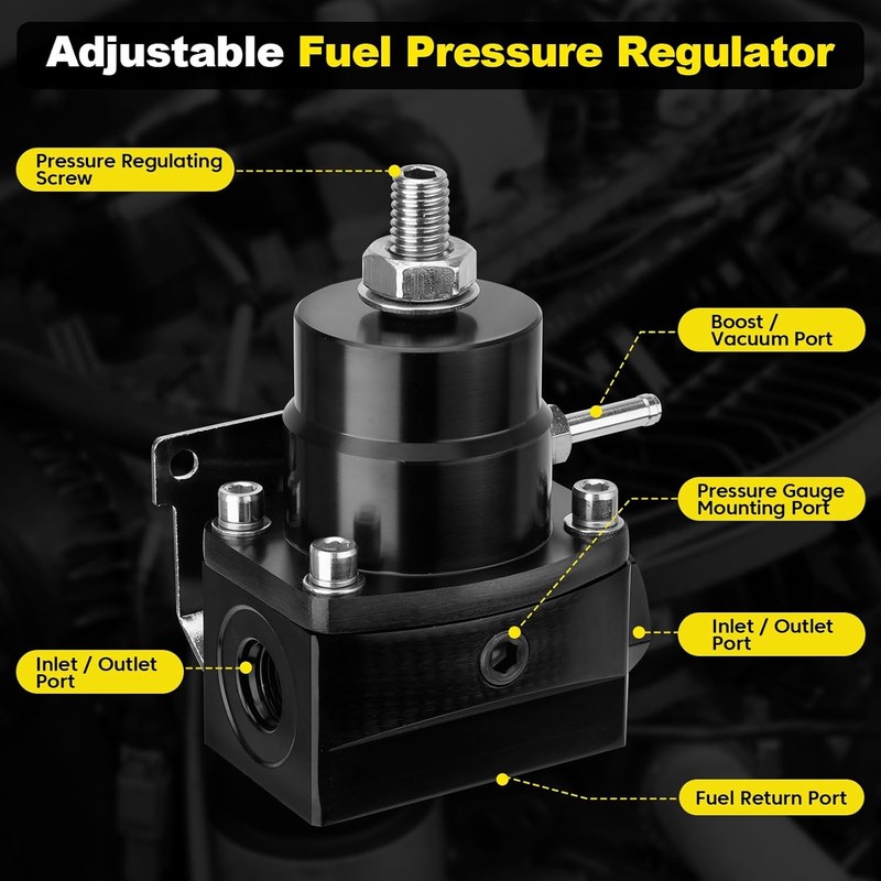 Adjustable Fuel Pressure Regulator Kit with Bypass Return 0-100 PSI Gauge gallery