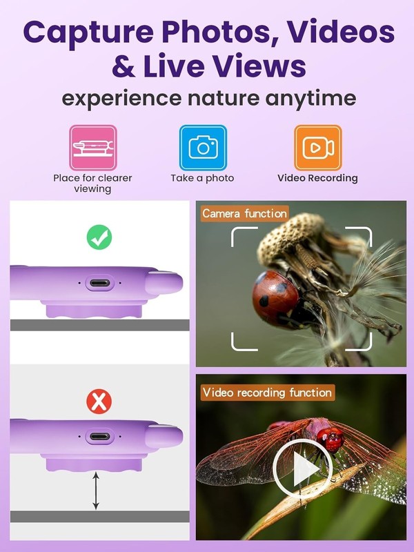 Handheld Digital Microscope for Kids - 500X Magnification with Adjustable Lights gallery