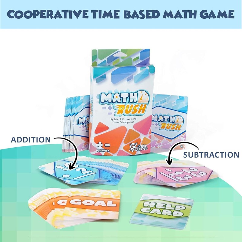 Genius Games Math Rush Addition Subtraction Game Kids 8-12 STEM Cards Volume 1 gallery