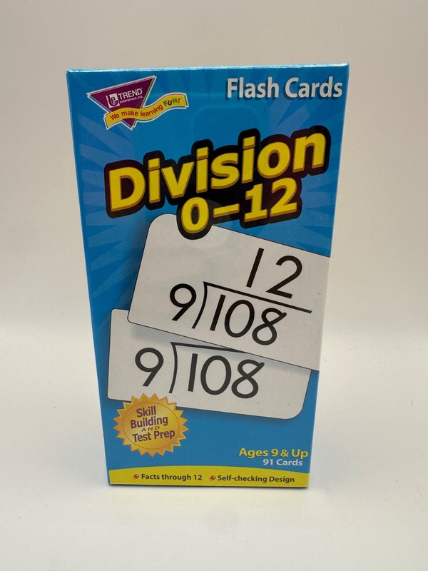 NEW Unopened Trend Enterprises Division Flash Cards 0-12 91 Cards 9+