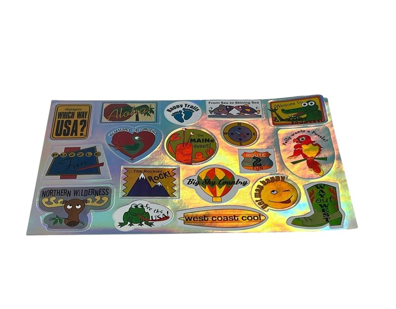 Vintage Highlights Which Way USA Metallic Foil Shiny Stickers One Sheet W027