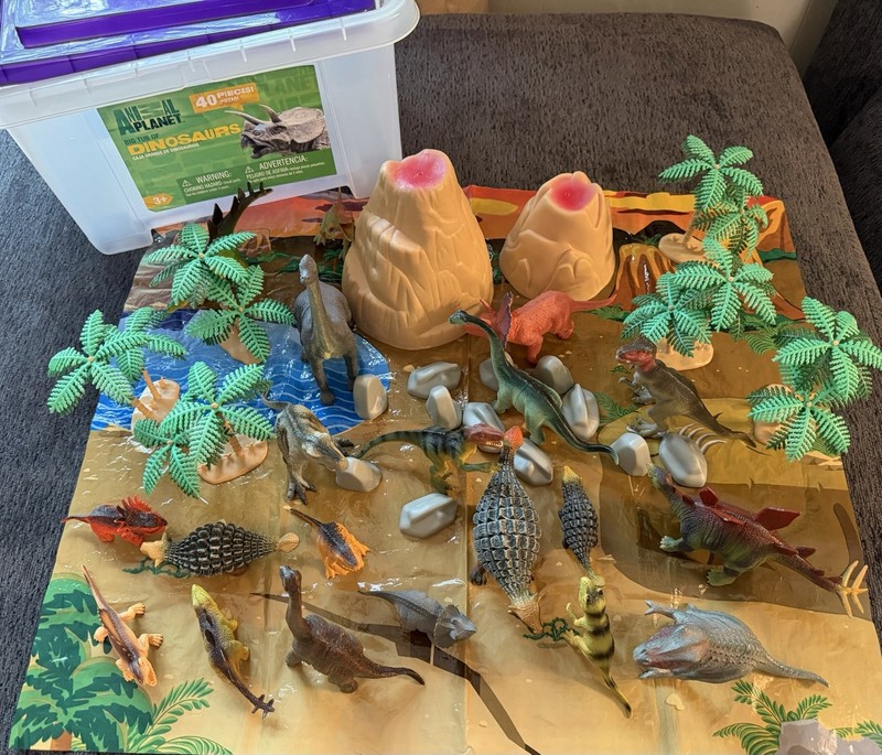Toys R Us Animal Planet Big Tub of Dinosaurs Figurines Toy Volcano 40 pcs. case gallery