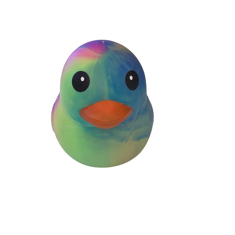 New Squeeezy Rainbow Marble Duck Jumbo Squishy Stress Ball Gel Filled Toy