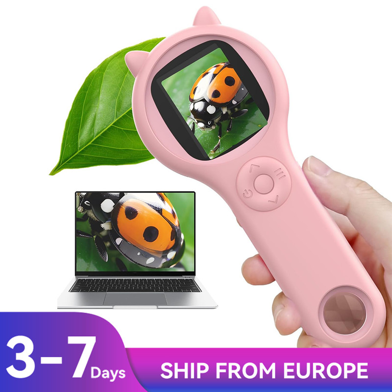 Kids Microscope Portable Handheld Magnifying Digital Microscope for Children Edu