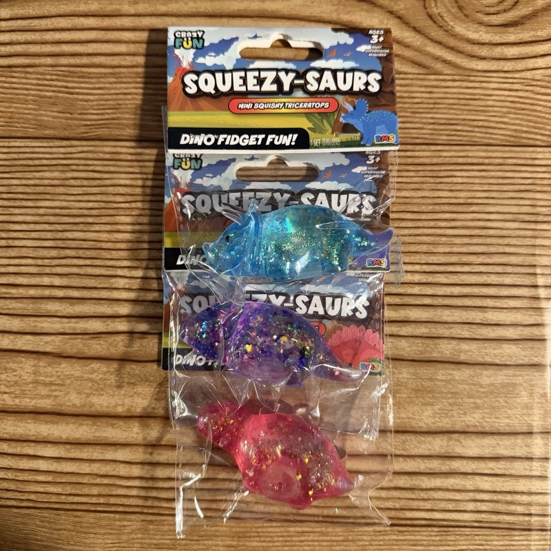 NEW! Lot of 3 RMS Squeezy-Saurs Dino Fidget Sugar Sensory Toys Assorted Colors