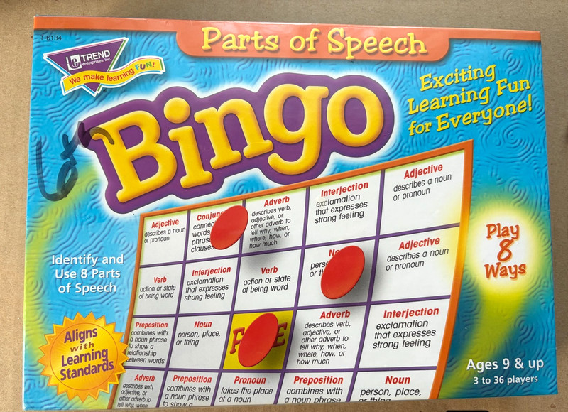 NEW Sealed Bingo Parts of Speech Trend T-6134 Ages 9 & Up 3 to 36 Players