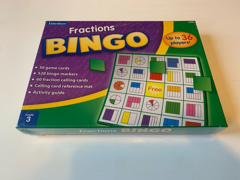 Lakeshore Fractions Bingo Grade 3 /Up To36 Players NEW SEALED gallery