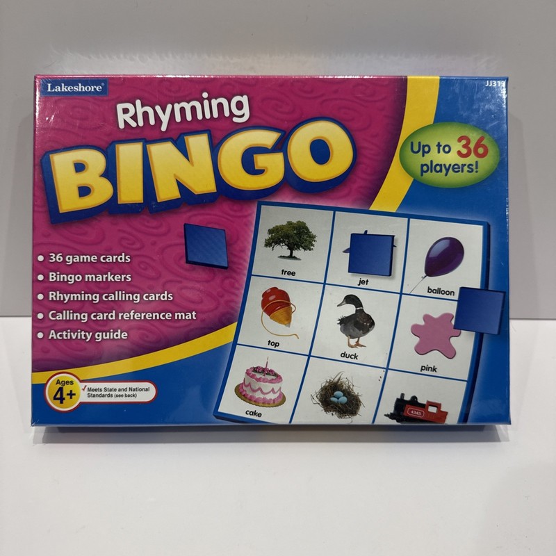 Lakeshore Rhyming Bingo Game, Ages 4 & Up, JJ313 – Brand New Sealed In Box