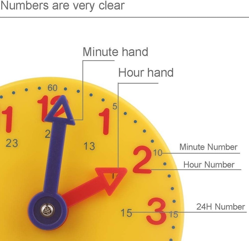 Student Learning 4" Educational Clock 12/24 Hour Teach Time gallery
