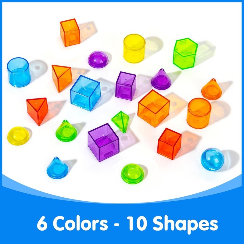 Odoorgames 60 Pcs 3D Shapes for Teaching - Light Table Manipulatives - Geometric gallery