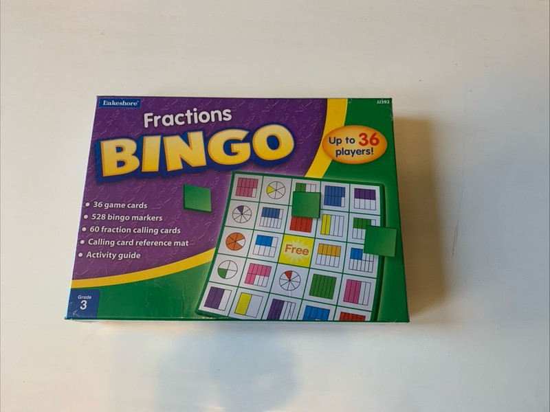 Lakeshore Fractions Bingo Grade 3 /Up To36 Players NEW SEALED