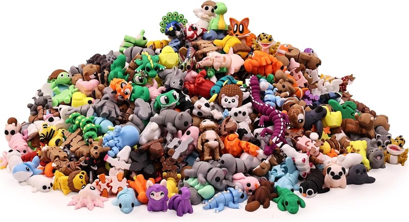 35 PCS Mystery Animal Figurines, Randomly Selected from Over 200 Unique 3D Print