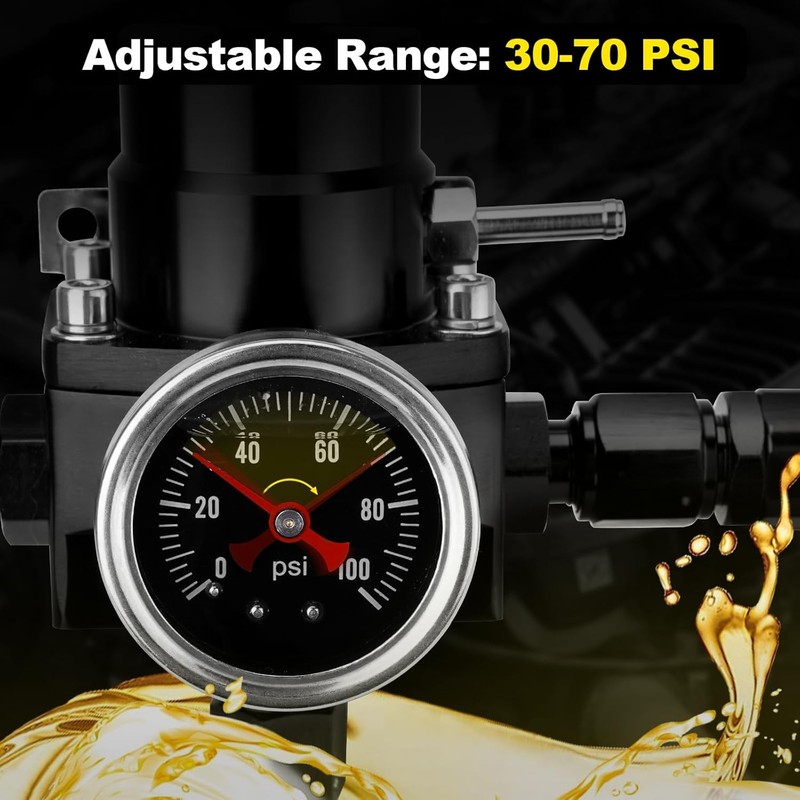 Adjustable Fuel Pressure Regulator Kit with Bypass Return 0-100 PSI Gauge gallery