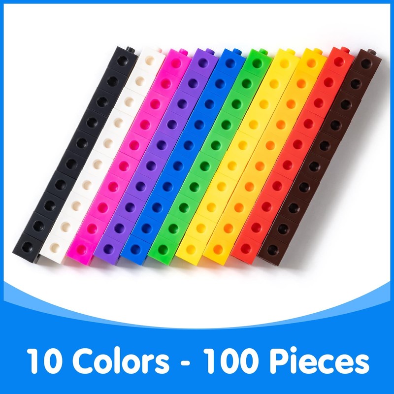 Odoorgames 100 Pcs Math Linking Cubes with 384 Standard, Multiple Colors gallery