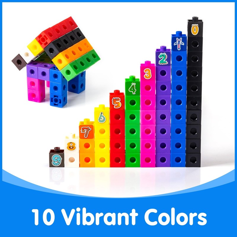Odoorgames 100 Pcs Math Linking Cubes with 384 Standard, Multiple Colors gallery