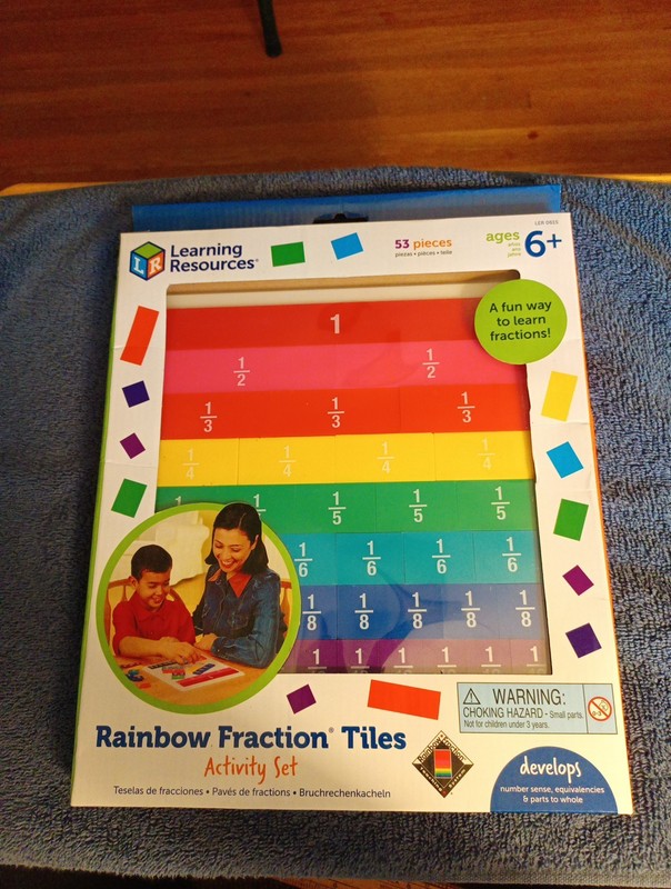 Learning Resources Rainbow Fraction Tiles Set 53 Pieces Ages 6+ Guide Homeschool