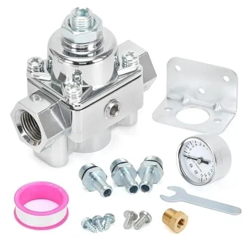12-803 Adjustable Fuel Pressure Regulator with Gauge, Compatible with Holley and