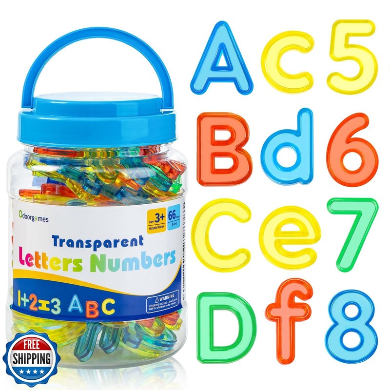 Odoorgames 66 Pcs Translucent Letters and Numbers – Light Table T