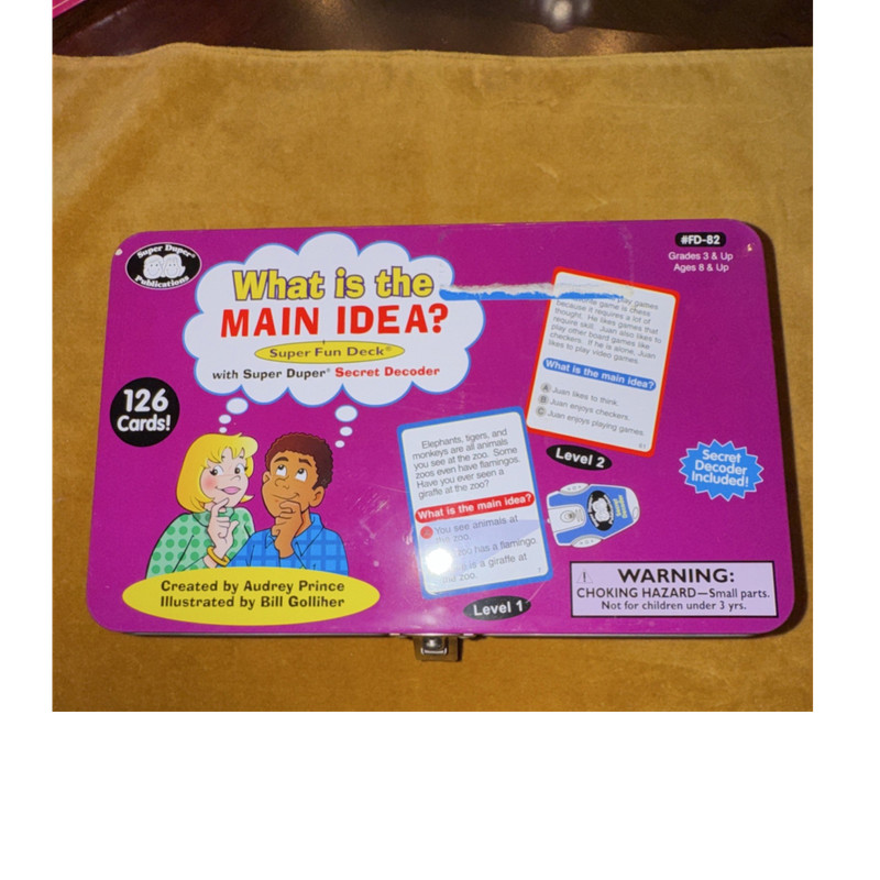 Super Duper What is the Main Idea? Super Fun Deck 126 Cards FD-82 Grades 3 & Up