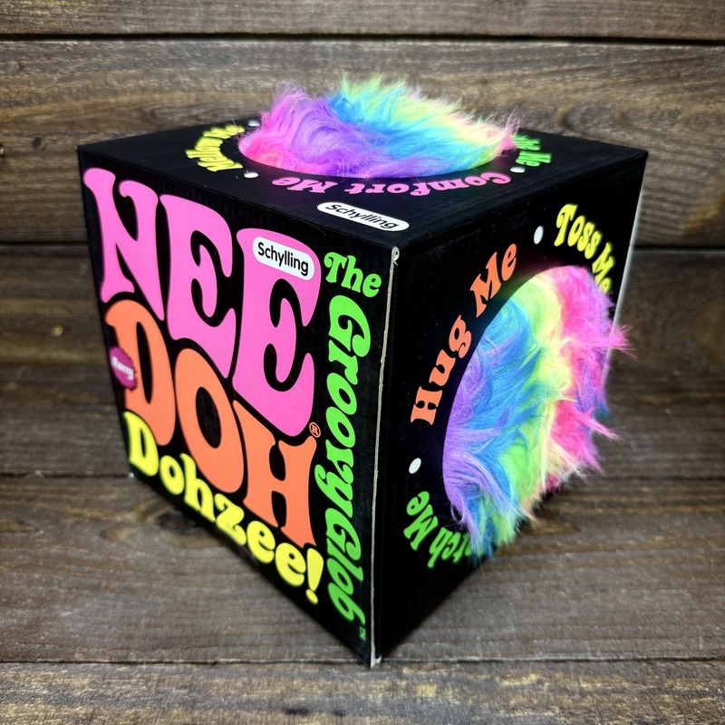NEW Rare Needoh Dohzee Groovy Glob 7.5" Furry Ball Pillow Rainbow Plush IN BOX