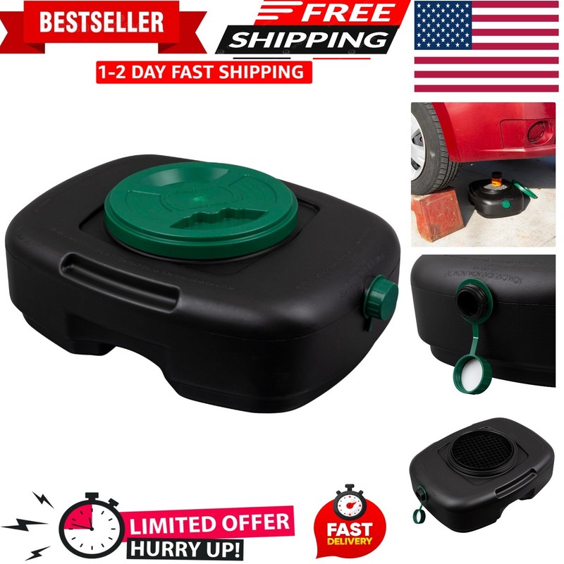 Oil Drain Pan with Lid, Filter Drain Screen, and Pour Spout for Automotive Fl…