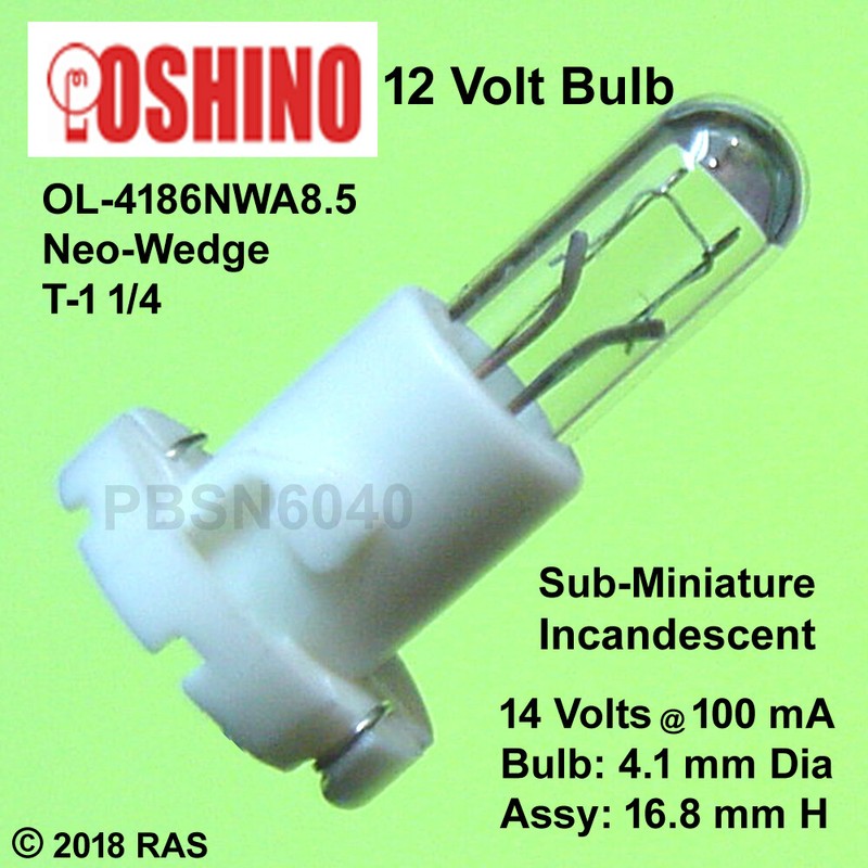 (10) Sub-Miniature 12 V Incandescent Bulbs, Approx 4 mm D x 17 mm H *USA SELLER*