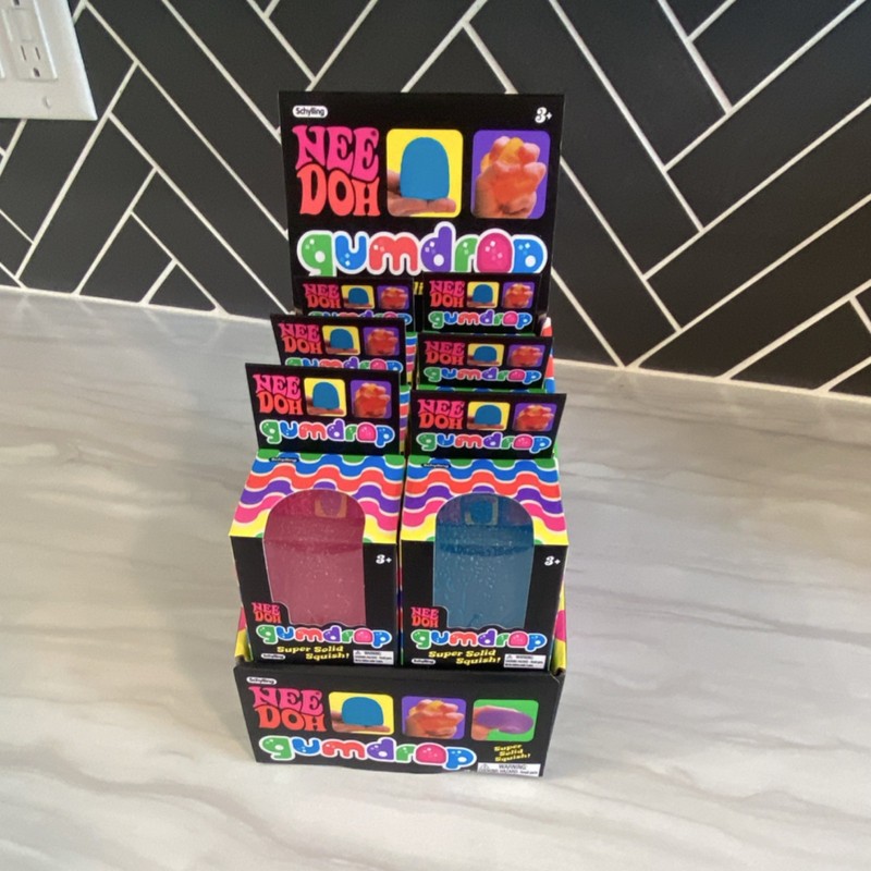 Schylling Nee Doh Gumdrop Super Solid Squish Squeeze 12 Count With Display Box