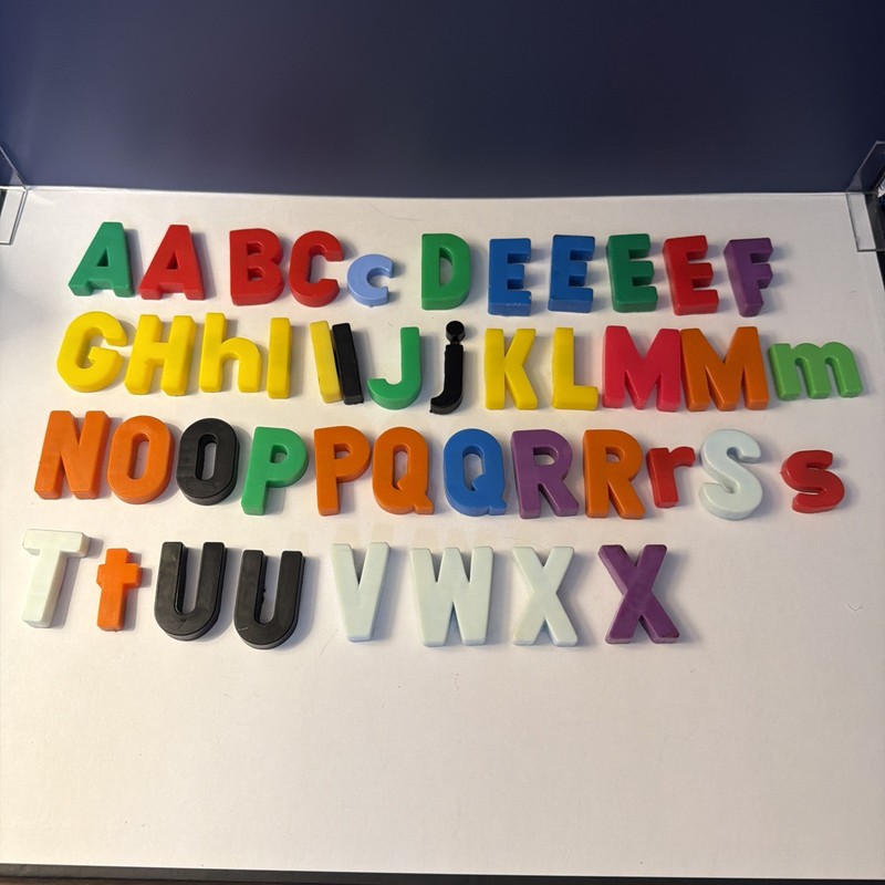 Lot Of 44 Mixed Colors Plastic Magnetic Fridge Alphabet Letters Math Kids School
