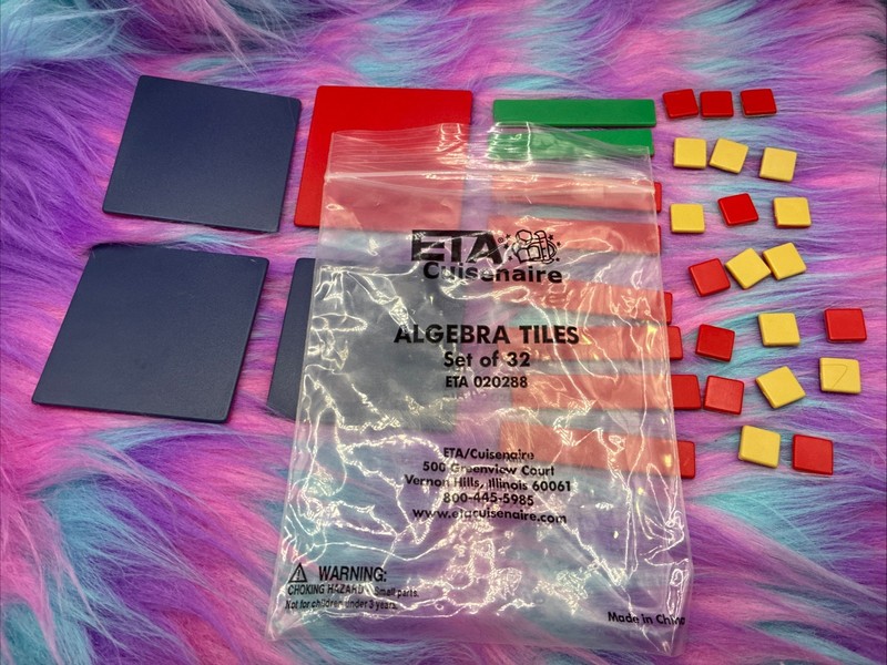 2 X Set Of 32 Algebra Tiles ETA Cuisenaire MULTI COLOR Math Tiles Double Sided