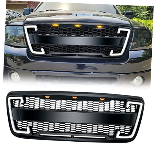 EOMD Front Bumper Grill Compatible with 2004 2005 2006 2007 2008 F150 W/DRL &