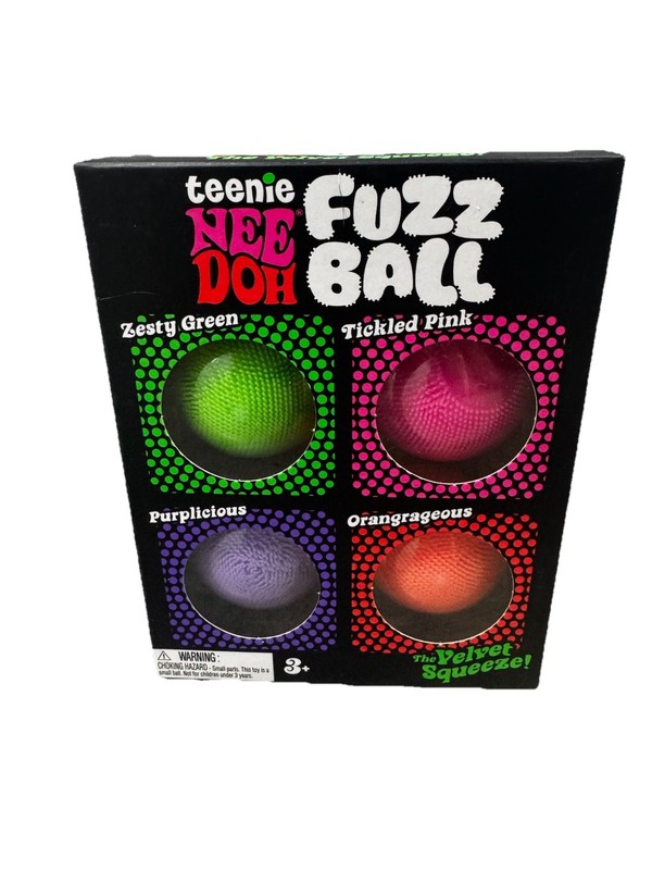 NEW NeeDoh Teenie Fuzz Ball 4 Pack, Nee Doh FUZZBALL (OFFICIAL) Stress Ball Toy
