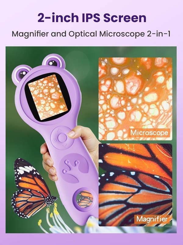 Handheld Digital Microscope for Kids - 500X Magnification with Adjustable Lights gallery